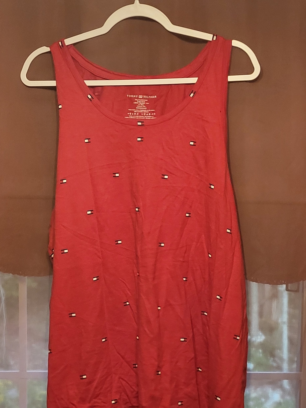 Tommy Hilfiger Red Tank Top with Micro Flag Embroidery